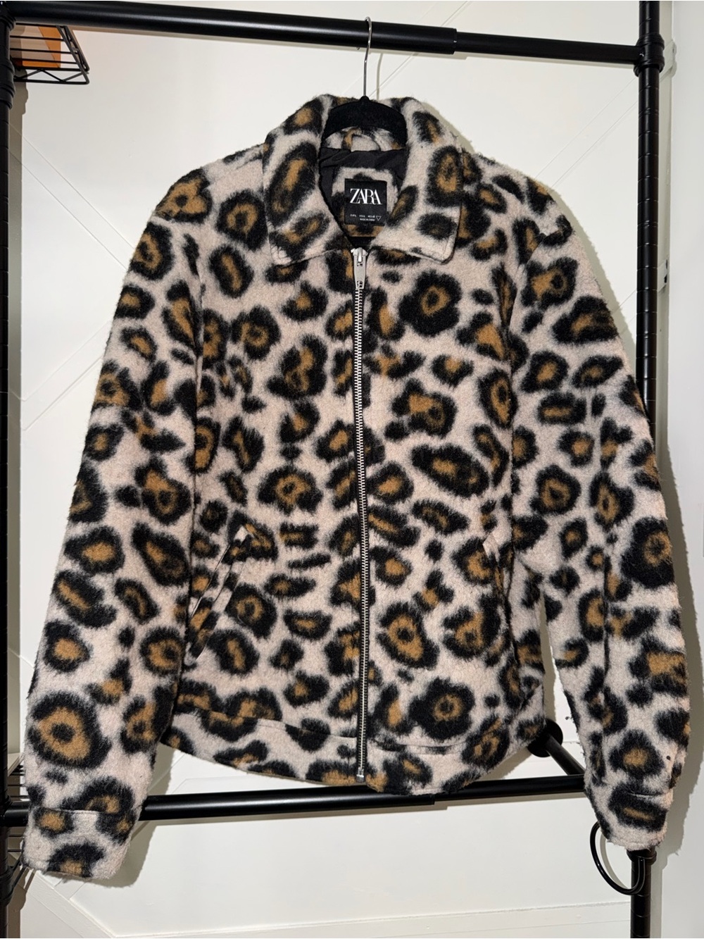 Zara Man - Leopard Print Faux Fur Jacket